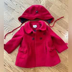 Tartine et Chocolate girl size 100 red pea coat with hood